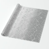 Sparkly Confetti Laurel Floral Silver Diamonds Cadeaupapier (Uitgerold)