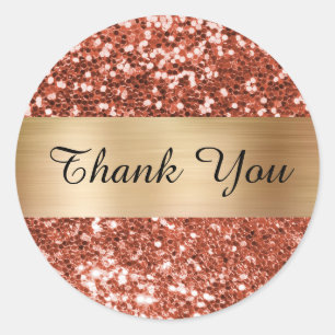 Sparkly Copper Glitter Gold Shimmer Strip Folie Ronde Sticker