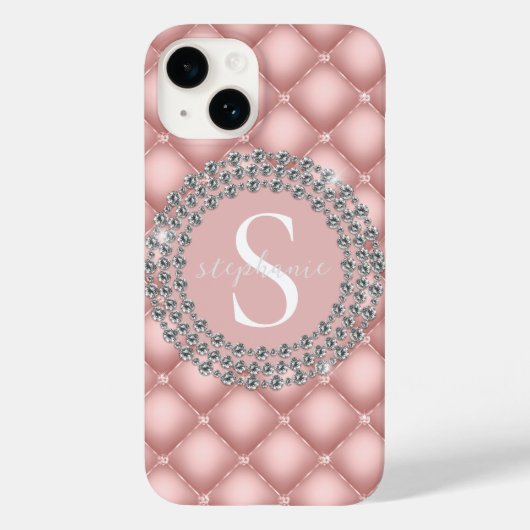 Sparkly Custom Diamonds Blush Roze Monogram Case-Mate iPhone Case (Achterkant)