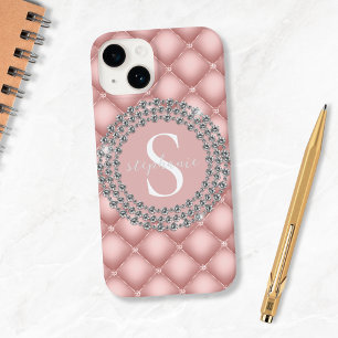 Sparkly Custom Diamonds Blush Roze Monogram Case-Mate iPhone 14 Hoesje
