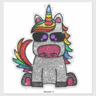 Sparkly Cute Glitter Rainbow Unicorn Sparkle Sticker