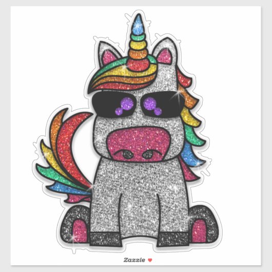 Sparkly Cute Glitter Rainbow Unicorn Sparkle Sticker (Vel)