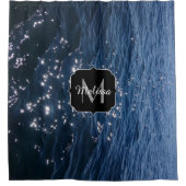 Sparkly Deep Blue Zee Waves Monogram Douchegordijn (Voorkant)