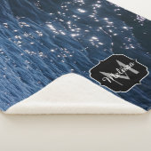 Sparkly Deep Blue Zee Waves Monogram Sherpa Deken (3/4)
