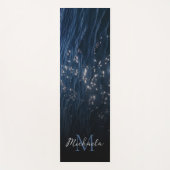 Sparkly Deep Blue Zee Waves Monogram Yogamat (Voorkant)