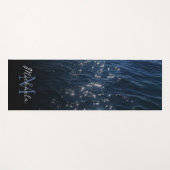 Sparkly Deep Blue Zee Waves Monogram Yogamat (Voorkant (horizontaal))