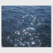 Sparkly Deep Blue Zeeen Waves Cadeaupapier (Vlak)