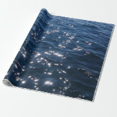 Sparkly Deep Blue Zeeen Waves Cadeaupapier (Uitgerold)