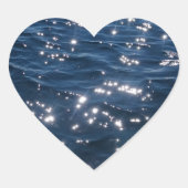 Sparkly Deep Blue Zeeen Waves Hart Sticker (Voorkant)