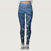 Sparkly Deep Blue Zeeen Waves Leggings (Voorkant)