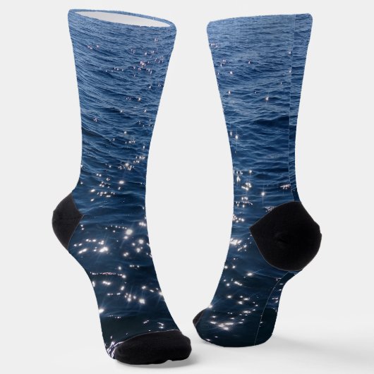 Sparkly Deep Blue Zeeen Waves Sokken (Gebogen)