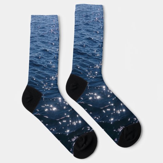 Sparkly Deep Blue Zeeen Waves Sokken (Rechts)