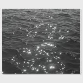 Sparkly Deep Zee Ocean Waves Black White Cadeaupapier (Vlak)