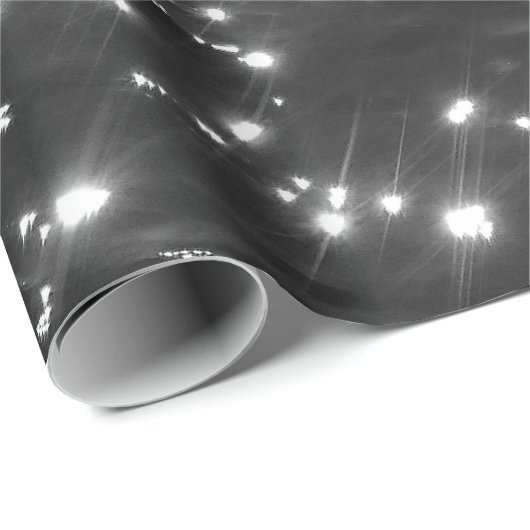 Sparkly Deep Zee Ocean Waves Black White Cadeaupapier (Rol Hoek)