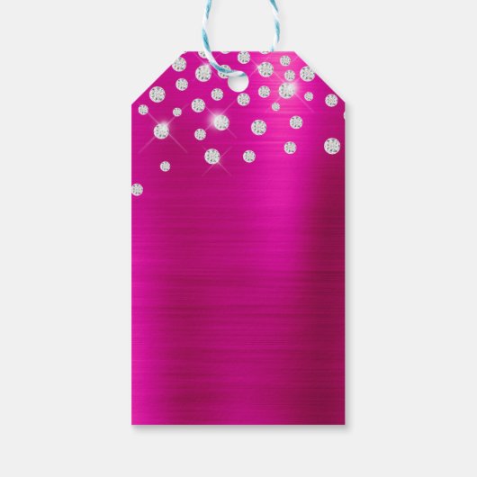 Sparkly Diamond Confetti Fuchsia Folie Hartelijk d Cadeaulabel (Achterkant)