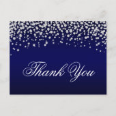 Sparkly Diamond Confetti Navy Blue Ombre bedankt Briefkaart (Voorkant)