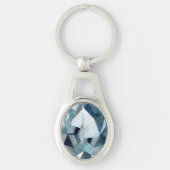 Sparkly Diamond Cut Blue Grey Design Sleutelhanger (Voorkant)