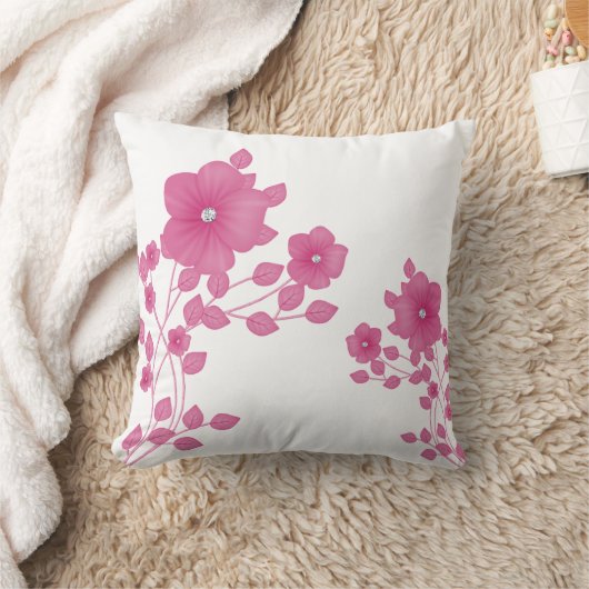 Sparkly Diamond Gem roze bloemen Kussen (Deken)