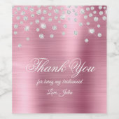 Sparkly Diamond Pink Satin Folie Hartelijk dank Wijn Etiket (Enkel label)