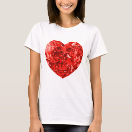 Sparkly Diamond Red Heart Design T-shirt