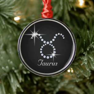 Sparkly Diamond Taurus Metalen Ornament