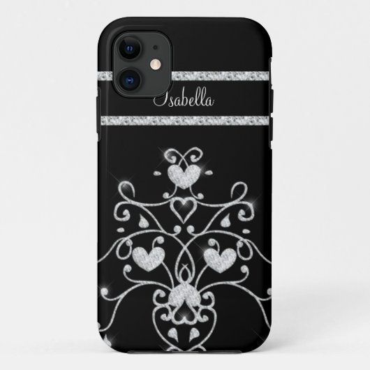 Sparkly Diamond Tiara Hearts iPhone 5 Hoesje (Achterkant)