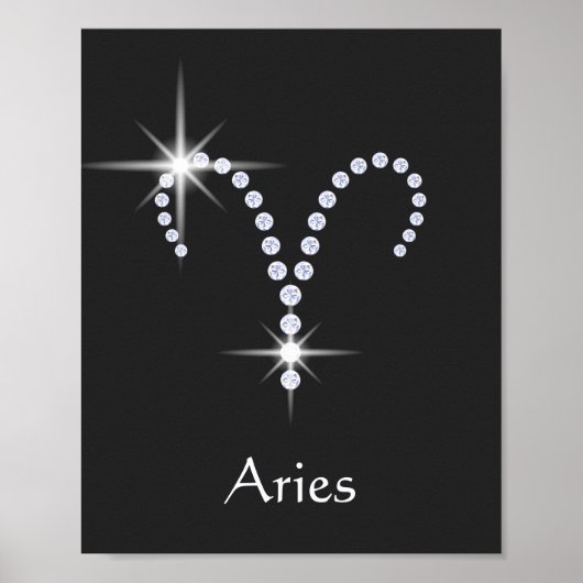 Sparkly Diamonds Aries Zodiac Symbol Poster (Voorkant)