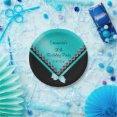 Sparkly Diamonds & Blauwgroen Bow 30th Birthday Papieren Bordje (Feest)
