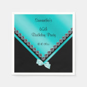 Sparkly Diamonds & Blauwgroen Bow 65e verjaardag Servetten (Voorkant)