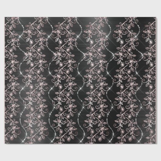 Sparkly Diamonds Blush Pearl Black Roze Gold Cadeaupapier (Vlak)