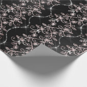 Sparkly Diamonds Blush Pearl Black Roze Gold Cadeaupapier (Hoek)