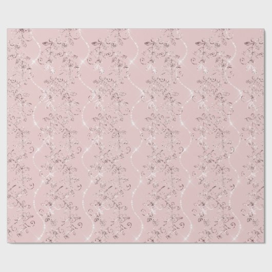 Sparkly Diamonds Blush Pearl Powder Pink Rose VIP Cadeaupapier (Vlak)
