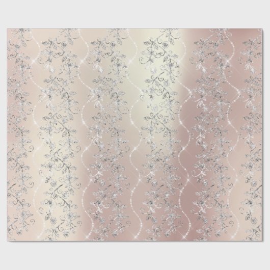 Sparkly Diamonds Blush Pearl Silver Pink Gold Cadeaupapier (Vlak)