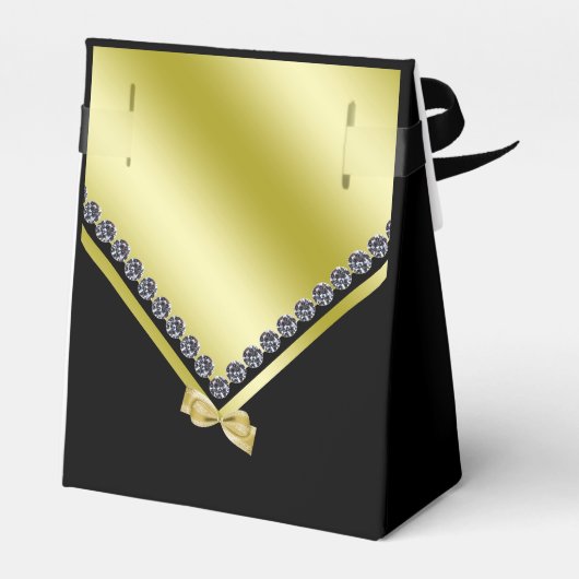 Sparkly Diamonds & Gold Bow 65e verjaardag Bedankdoosjes (Achterkant)