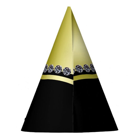 Sparkly Diamonds & Gold Bow 65th Birthday Feesthoedjes (Achterkant)