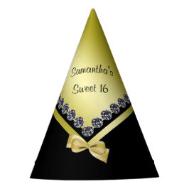 Sparkly Diamonds & Gold Bow Sweet 16 Feesthoedjes