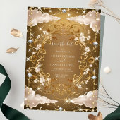 Sparkly Diamonds Golden Florals Save The Date Kaart