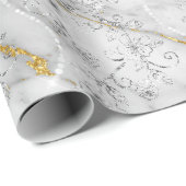 Sparkly Diamonds Marble Gold White Grey Cadeaupapier (Rol Hoek)