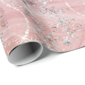 Sparkly Diamonds Marble Silver Pink Gold Cadeaupapier (Rol Hoek)