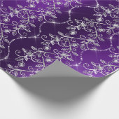 Sparkly Diamonds Paarse Plum Wit Grijs Cadeaupapier (Hoek)