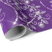 Sparkly Diamonds Paarse Plum Wit Grijs Cadeaupapier (Rol Hoek)