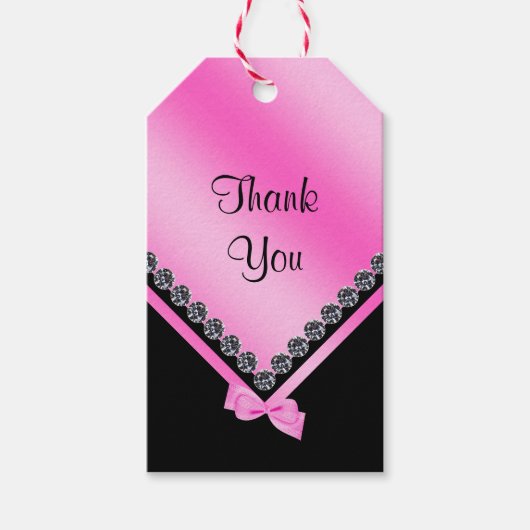 Sparkly Diamonds & Pink Bow 50e verjaardag Cadeaulabel (Voorkant)