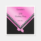 Sparkly Diamonds & Pink Bow 50e verjaardag Servetten (Voorkant)