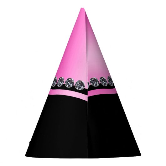 Sparkly Diamonds & Pink Bow Vrijgezellenfeest Feesthoedjes (Achterkant)