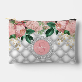 Sparkly Diamonds Pink Roses Monogram Etui