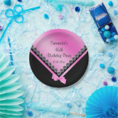 Sparkly Diamonds & Roze Bow 45th Birthday Papieren Bordje (Feest)