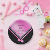 Sparkly Diamonds & Roze Bow 45th Birthday Papieren Bordje (Feest)