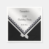 Sparkly Diamonds & Silver Bow 55e verjaardag Servetten (Voorkant)