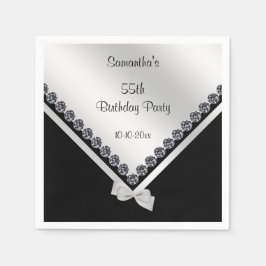 Sparkly Diamonds & Silver Bow 55e verjaardag Servetten
