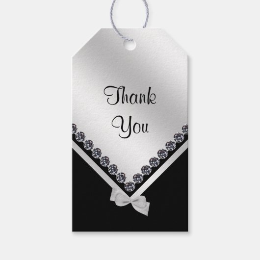 Sparkly Diamonds & Silver Bow Vrijgezellenfeest Cadeaulabel (Voorkant)